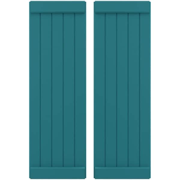 Ekena Millwork Americraft 5-Board Exterior Wood Joined Board-n-Batten Shutters w/ End Batten, ARW103BB518X77ANH, PR ARW103BB518X77ANH - main